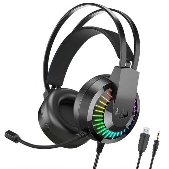 Headset Gamer com Microfone e Led RGB Preto OVLENG - GT-68