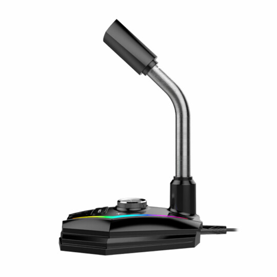 Microfone Gamer De Mesa RGB Led USB 150mA LEHMOX - GT-GK3