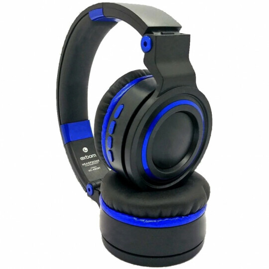 Headphone Wireless Bluetooth Preto Com Azul Exbom - Hf-480bt