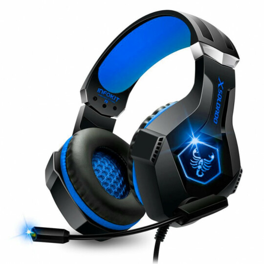Headset Gamer Scorpion Com Fio Microfone Articulado e Led Rgb Azul Infokit - Gh-x1000