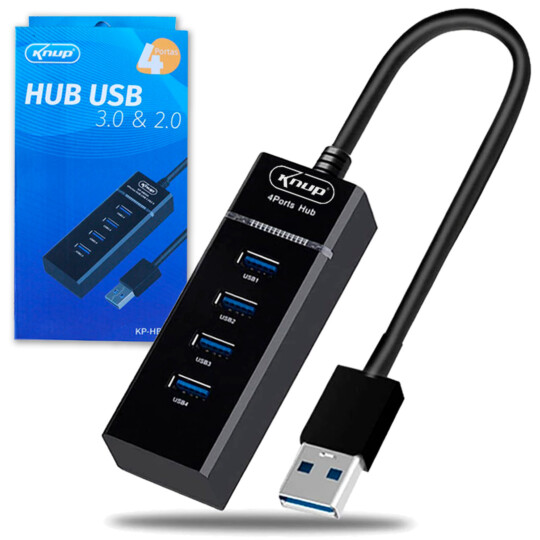 Hub USB 3.0 e 2.0 4 Portas Extensor USB KNUP - KP-HB500