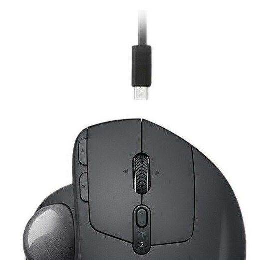 Mouse sem Fio Logitech Bluetooth+RC/nano Recarregável Trackball - MX Ergo