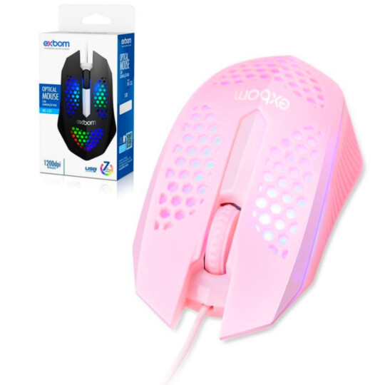 Mouse Gamer Óptico Usb Ultraleve Colmeia com Led RGB 03404 - MS-C33