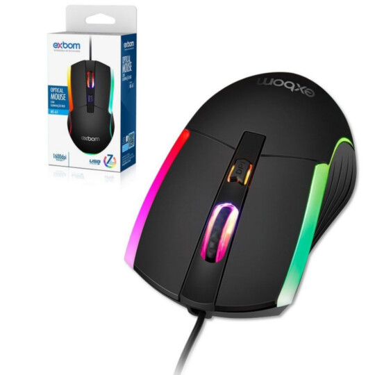 Mouse Gamer Usb 1600dpi com Led RGB 4D 03948 - MS-61