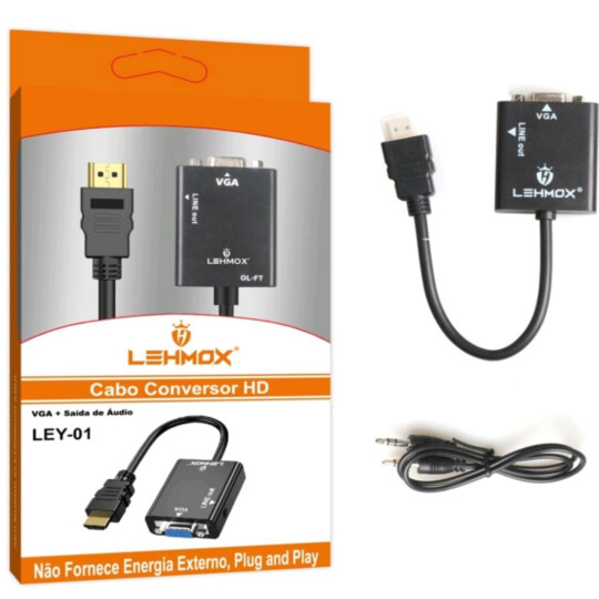 Cabo Conversor HDMI para VGA Com Áudio Lehmox - LEY-01