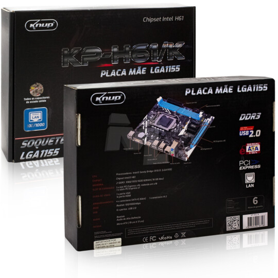 Placa Mãe para Intel LGA1155 2x ddr3 6 Usb Vga/Hdmi Knup G-H61/K / KP-H61/K