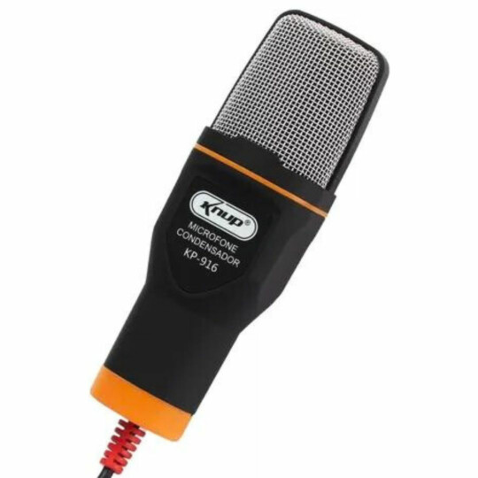 Microfone Condensador USB com Tripé Ajustável KNUP - KP-916