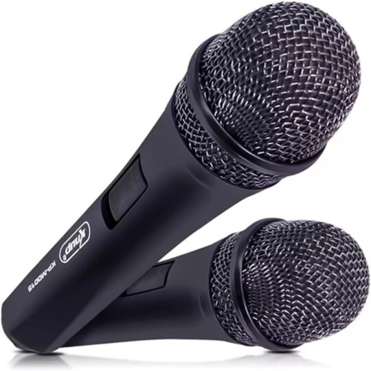 Microfone Profissional com Fio Dinâmico Duplo KNUP - KP-M0015