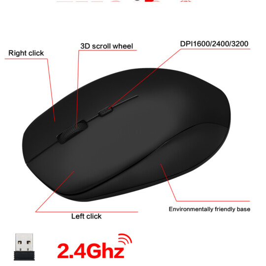Mouse Óptico Sem Fio Wireless 2.4Ghz XZ-2817