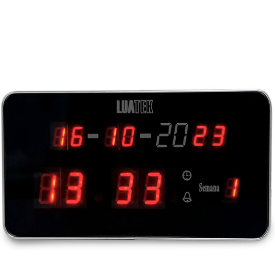 Relogio Digital de Parede com LED com Calendario e Sensor de Temperatura - LK-1019