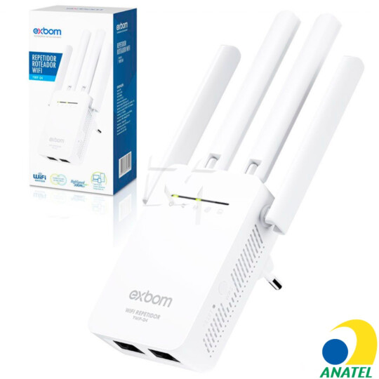Repetidor de Sinal Wireless-N 300MBPS 4 Antenas EXBOM - 02913/ YWIP-Q4