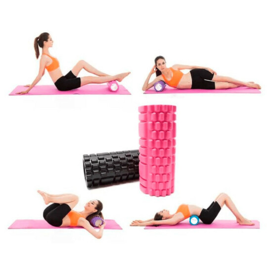 Rolo de Massagem Foam Roller Liberação Miofascial Soltura Yoga Rosa
