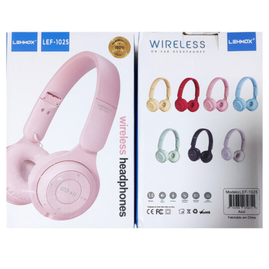 Headphone Bluetooth Wireless com Rádio FM Colorido Lehmox - LEF-1025