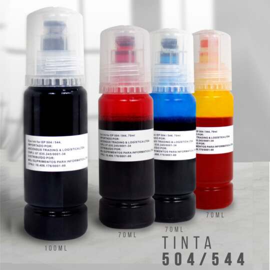 Refil Tinta Universal Preto para Epson Garrafa 70ml EVOLUT - 504/544 PRETO