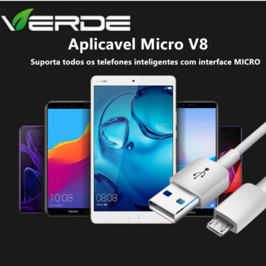 Cabo de Carregamento Micro USB V8 2.5A 1 Metro Verde - SJX-V32