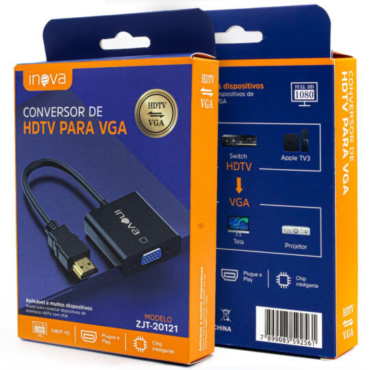Cabo Conversor HDMI para VGA sem Áudio INOVA - ZJT-20121