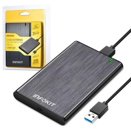 Case para HD 2.5 Sata II USB 3.0 Fast 5GBPS Apoio UASP 3TB Exbom - ECASE-330
