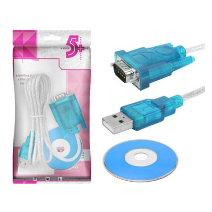 Cabo Serial USB A Macho + Db9 - Cristal 1,5 metros Chipsce - 018-0062