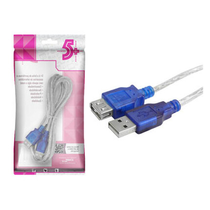 Cabo Extensor Usb A Macho + Usb A Fêmea 2.0 Cristal 1.8 metros Chipsce - 018-0070