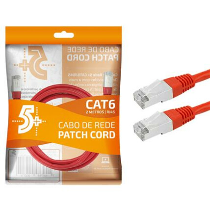 Cabo de Rede RJ45 CAT6 FTP 2 Metros Vermelho Chipsce - 018-1085