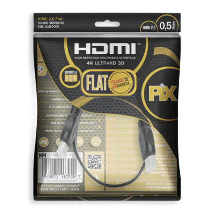 Cabo Hdmi Flat Gold 2.0 4K Hdr 19P 0.5 Metro Chipsce - 018-5005