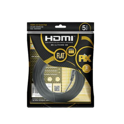Cabo Hdmi Flat Gold 2.0 4K Hdr 19P 5 Metros Chipsce - 018-5025