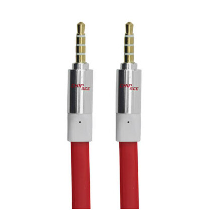 Cabo Auxiliar P2+P2 Premium Estéreo Flat Vermelho - 3 Metros Chipsce - 018-5795