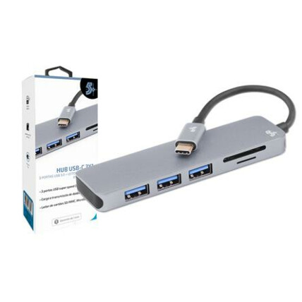 Hub Usb Tipo C para 3 Usb 3.0 + Leitor Sd/Tf - 018-7452