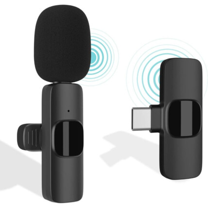 Microfone de Lapela sem Fio Wireless Conexão Type C Kapbom - K9-TC