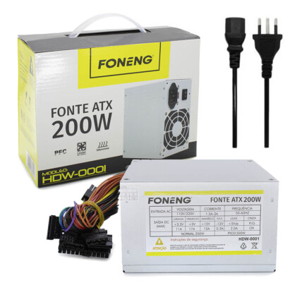 Fonte ATX 200W para PC Bivolt com Cabo de Alimentação Foneng - HDW-0001 6G
