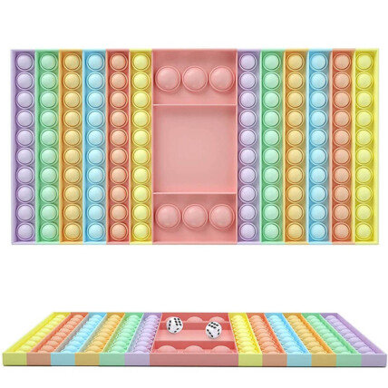 Brinquedo Pop Fidget Anti Stress Tabuleiro Colorido Com 2 Dados - ROSA CLARO