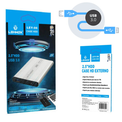 Case 3.0 para HD Usb compatível HD 2.5 Polegadas - LEY-06