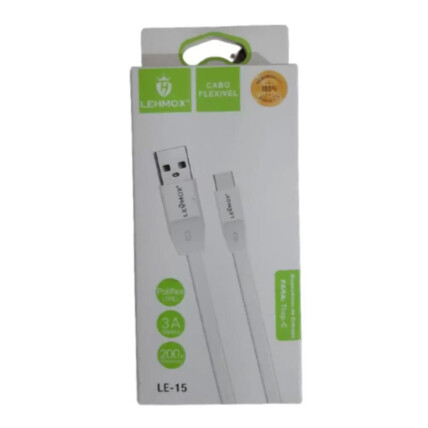 Cabo Carregador Tipo C Flexível USB Rápido com 2 Metros Lehmox - LE-15