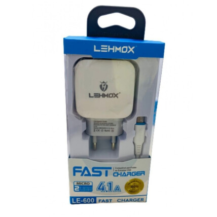 Carregador 2 Usb 4.1A com Cabo V8 Micro Usb Lehmox - LE-600