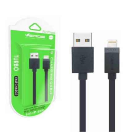 Cabo para IOS Lightning Turbo 65W 1 metro Verde - SJX-IP- 65W