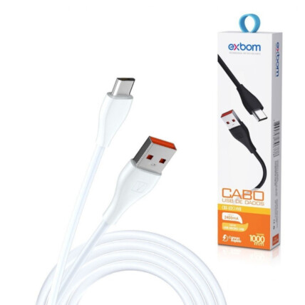 Cabo V8 Micro Usb 2.4A Turbo 1 Metro Dados e Carregamento Exbom - CBX-U2C14V8