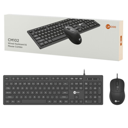 Kit Teclado e Mouse Com Fio Usb ABNT2 1600 dpi Lecoo - CM102