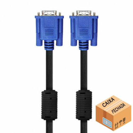 CAIXA FECHADA 250 Unidades Cabo VGA 1.5 Metros para Monitor EXBOM - CBX-MVGA15