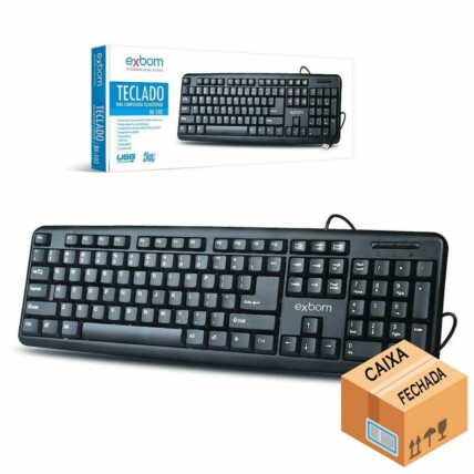 CAIXA FECHADA 20 Unidades Teclado Usb Standard Preto Padrão ABNT2 EXBOM - BK-102