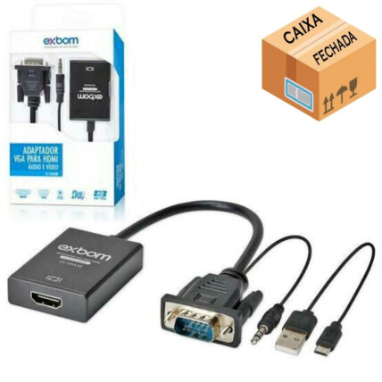 CAIXA FECHADA 200 Unidades Conversor de VGA para HDMI Transmissor EXBOM - CC-VHA30
