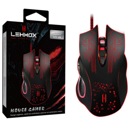 Mouse Gamer USB com Iluminação Led e 6 Botões LEHMOX - LEY-X9