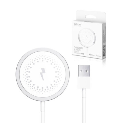Carregador QI por Indução Magnética para IOS sem Fio 15W Usb 04104 EXBOM - TQI-F20USB