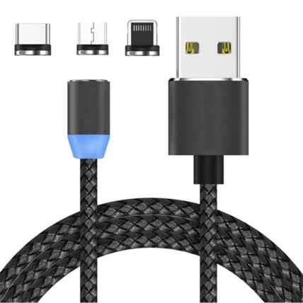Cabo 3 em 1 Magnético para Celular V8 / Type-C / Lightning 2.4A com 1 Metro - 17557-15 Reling