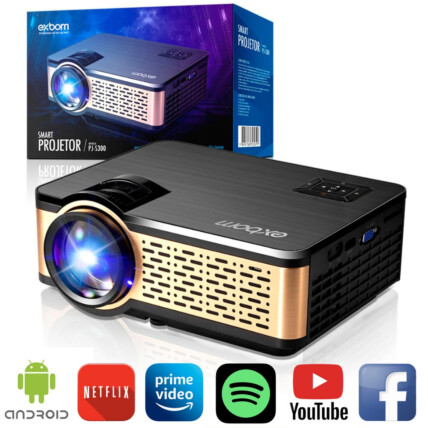 Projetor LED Smart com Android WIFI 2000 Lumens / Bluetooth / Usb / Hdmi / VGA 03387 EXBOM - PJ-S300