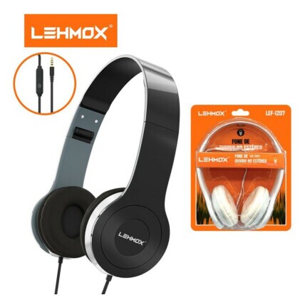 Fone de Ouvido Estereo Com Fio e Microfone P3 Lehmox - LEF-1207