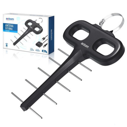 Antena 8 Espinhos Externa com Booster de 32dB EXBOM - AN-K8100F