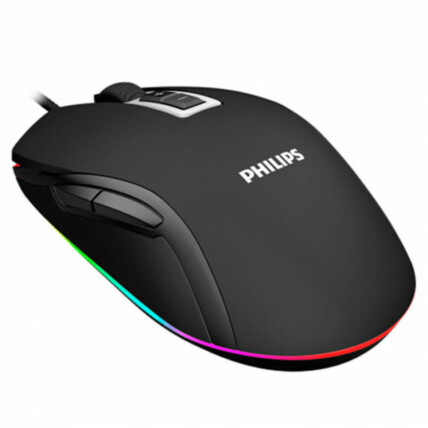 Mouse Óptico Gamer com Fio USB PC Luz LED 6400 DPI Philips - SPK9212B