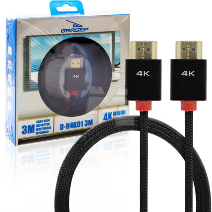 Cabo HDMI para HDMI 2.0 4K com 3 Metros GRASEP - D-4K01 3M