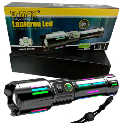 Lanterna Tática LED Ultra Potente Recarregável Resistente a Água BM-8541