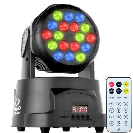 Canhão Moving Head 80w 18 Leds Strobo Rgb DMX C/ Controle 